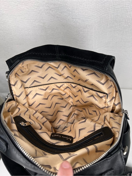 Moda Luxe Black Suede & Leather Backpack main image 6